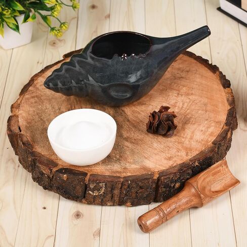 وعاء Neti من السيراميك المتين المقاوم للتسرب، غير معدني وقبضة مريحة | علاج طبيعي مناسب للاستخدام في الميكروويف وغسالة الأطباق لعلاج الجيوب الأنفية والاحتقان، تصميم جذاب (أزرق داكن) in Kuwait