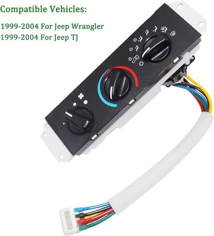 وحدة لوحة التحكم في المناخ HVAC AC A/C والسخان مع مفتاح محرك منفاخ متوافق مع Jeep TJ Wrangler 1999-2004 55037473AB HS-373 BL101 in Kuwait