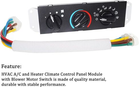وحدة لوحة التحكم في المناخ HVAC AC A/C والسخان مع مفتاح محرك منفاخ متوافق مع Jeep TJ Wrangler 1999-2004 55037473AB HS-373 BL101 in Kuwait