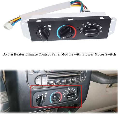 وحدة لوحة التحكم في المناخ HVAC AC A/C والسخان مع مفتاح محرك منفاخ متوافق مع Jeep TJ Wrangler 1999-2004 55037473AB HS-373 BL101 in Kuwait