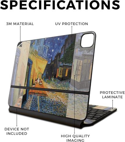 Skin Compatible with Apple Magic Keyboard for iPad Pro 13‑inch (M4) 2024 - Cafe Terrace at Night - Premium 3M Vinyl Protective Wrap Decal Cover - Easy to Apply | Crafted in The USA by MightySkins in Kuwait