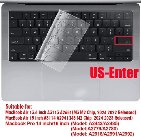 T Tersely [2 Pack] Keyboard Cover Protector for 2023/2022 MacBook Air 13.6" Air 15"/Pro 14" Pro 16" (Model A2918 A2992 A2991 A2681 A2941 A2779 A2442 A2780 A2485) - Ultra Thin,Clear (Clear) in Saudi Arabia