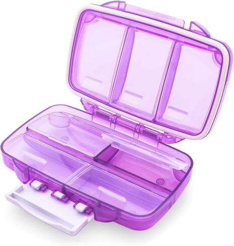 Airtight Pill Case Travel Pill Organizer Large Pill Dispenser Daily Pill Box Portable Vitamin Sorter 7 Compartment Container Moistureproof Daily Medicine for Pocket Purse (Blue) in Saudi Arabia