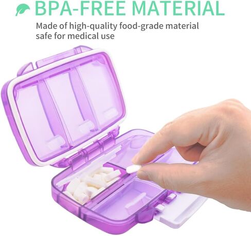 Airtight Pill Case Travel Pill Organizer Large Pill Dispenser Daily Pill Box Portable Vitamin Sorter 7 Compartment Container Moistureproof Daily Medicine for Pocket Purse (Blue) in Saudi Arabia