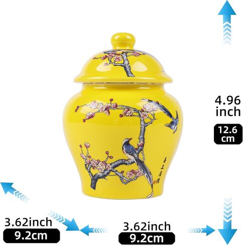 طقم برطمان زنجبيل صغير باللونين الأزرق والأبيض مكون من قطعتين - برطمانات تخزين مزخرفة صينية تقليدية برموز ميمونة (مجموعة صغيرة E) in Kuwait