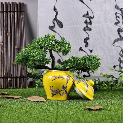 طقم برطمان زنجبيل صغير باللونين الأزرق والأبيض مكون من قطعتين - برطمانات تخزين مزخرفة صينية تقليدية برموز ميمونة (مجموعة صغيرة E) in Kuwait