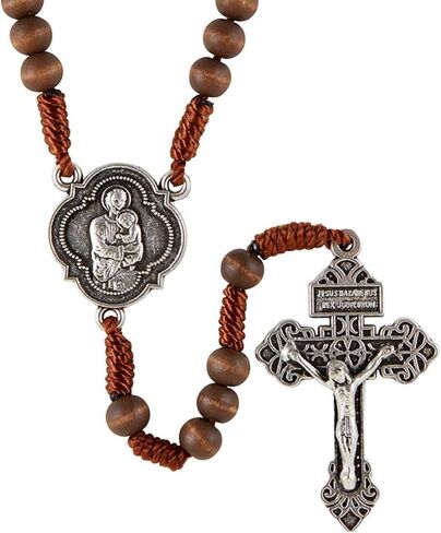 Needzo Saint Joseph The Protector Corded Wood Rosary in Small Canvas Travel Bag, Catholic Prayer Beads with Carrying Case, 16 Inches in Saudi Arabia