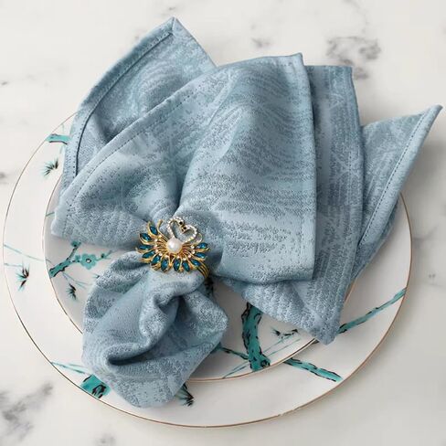 مجموعة حلقات مناديل الطاووس المكونة من 6 قطع - حامل حلقات مناديل كريستال معدنية عتيقة لحفلات الزفاف والعطلات وحفلات الزفاف، ديكور جميل لطاولة العشاء (ذهبي) in Kuwait