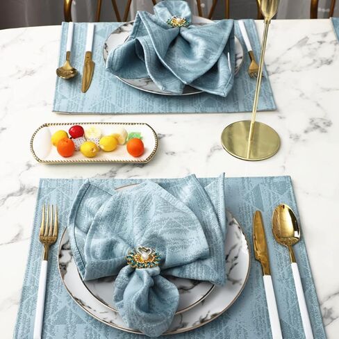 مجموعة حلقات مناديل الطاووس المكونة من 6 قطع - حامل حلقات مناديل كريستال معدنية عتيقة لحفلات الزفاف والعطلات وحفلات الزفاف، ديكور جميل لطاولة العشاء (ذهبي) in Kuwait