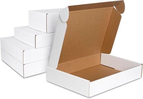 مجموعة صناديق شحن مقاس 11 × 8 × 2 بوصة مكونة من 20 قطعة، صندوق من الورق المقوى المموج الأبيض (11 × 8 × 2، أبيض) in Kuwait