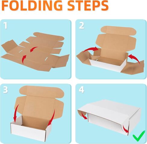 مجموعة صناديق شحن مقاس 11 × 8 × 2 بوصة مكونة من 20 قطعة، صندوق من الورق المقوى المموج الأبيض (11 × 8 × 2، أبيض) in Kuwait