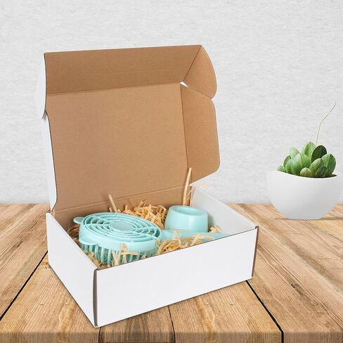 مجموعة صناديق شحن مقاس 11 × 8 × 2 بوصة مكونة من 20 قطعة، صندوق من الورق المقوى المموج الأبيض (11 × 8 × 2، أبيض) in Kuwait