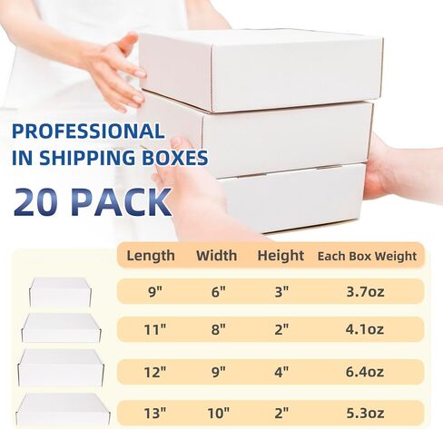 9x6x3 inches Shipping Boxes Set of 20, White Corrugated Cardboard Box Literature Mailer (9X6X3, White) in Saudi Arabia