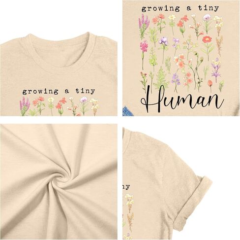 LAZYCHILD Pregnancy Announcement Shirt Women Growing Tiny Human Tshirt Floral Maternity Reveal Tee Pregnancy Tops in Saudi Arabia