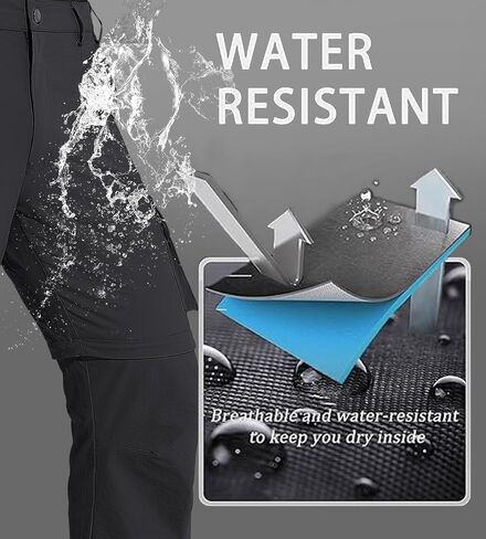 MAGCOMSEN Mens Hiking Convertible Pants 5 Pockets Zip Off Lightweight Water Resistant Quick Dry Side Elastic Travel Pant in Saudi Arabia