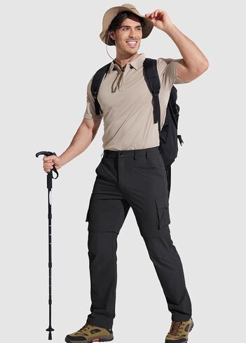 MAGCOMSEN Mens Hiking Convertible Pants 5 Pockets Zip Off Lightweight Water Resistant Quick Dry Side Elastic Travel Pant in Saudi Arabia