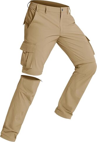 MAGCOMSEN Mens Hiking Convertible Pants 5 Pockets Zip Off Lightweight Water Resistant Quick Dry Side Elastic Travel Pant in Saudi Arabia