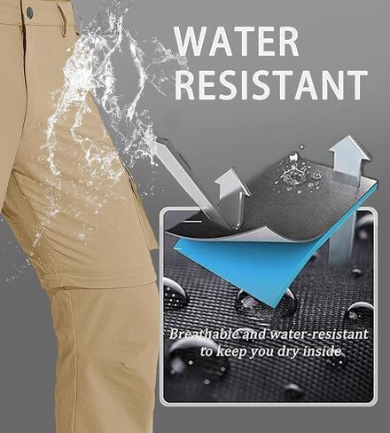 MAGCOMSEN Mens Hiking Convertible Pants 5 Pockets Zip Off Lightweight Water Resistant Quick Dry Side Elastic Travel Pant in Saudi Arabia