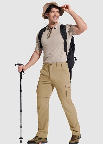 MAGCOMSEN Mens Hiking Convertible Pants 5 Pockets Zip Off Lightweight Water Resistant Quick Dry Side Elastic Travel Pant in Saudi Arabia