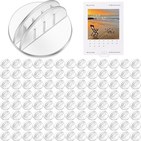 Fulmoon 100 Pcs Card Stands, Self Adhesive Base Sign Holders Round Place Card Holders Multiple Uses for Counters, Warehouses, Base Sign Holders with Strong Adhesive with Clear Storage Box, 1 x 3 Inch in Saudi Arabia