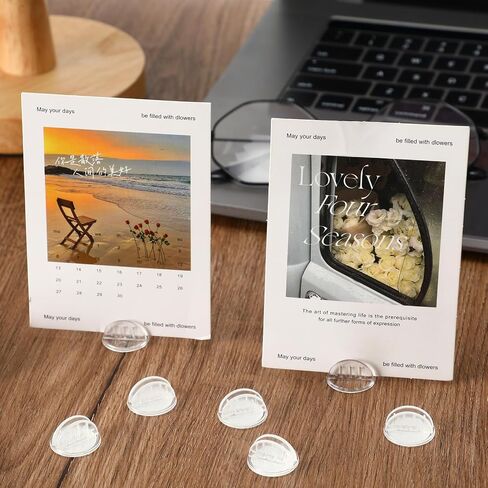Fulmoon 100 Pcs Card Stands, Self Adhesive Base Sign Holders Round Place Card Holders Multiple Uses for Counters, Warehouses, Base Sign Holders with Strong Adhesive with Clear Storage Box, 1 x 3 Inch in Saudi Arabia