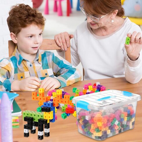 Jenaai 400 Pcs Math Linking Cubes with Storage Box, Plastic Counting Blocks, Colorful Math Cubes, Manipulative Connecting Snap Blocks for Early Math Construction Kindergarten Educational Toy (Blue) in Saudi Arabia
