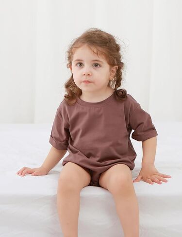 Jimonda Baby Bubble Rompers Boy Girl Cotton Shirt Clothes | Soft,breathable,skin-friendly fabric,Solid Color Outfits,Short Sleeve Button Bodysuit,2pcs set,Summer cool,Durable in Saudi Arabia