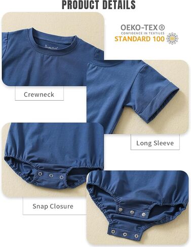 Jimonda Baby Bubble Romper Boy Girl Solid Color T-Shirt Outfits Short Sleeve Bodysuit Organic Cotton 2Pcs in Saudi Arabia