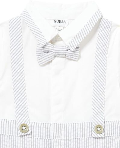GUESS baby-boys Short Sleeve Seersucker Romper Suit With Bowtie in Saudi Arabia