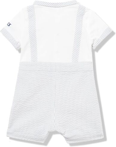 GUESS baby-boys Short Sleeve Seersucker Romper Suit With Bowtie in Saudi Arabia