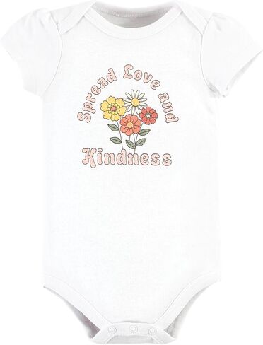 Hudson Baby unisex-baby Unisex Baby Cotton Bodysuit and Pant Set, Peace Love Flowers, 0-3 Months in Kuwait