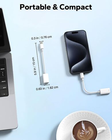 MoKo Lightning to USB C Cable Adapter 2 Pack, Lightning Female to USB C Male Adapter Connector for iPhone 15/15 Pro/15 Pro Max/15 Plus, Support 35W PD Fast Charging & Data Transfer, Not for Audio/OTG in Saudi Arabia