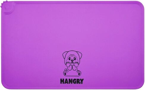Doggyway Silicone Dog Cat Bowl Mat, Non-Stick Food and Water Bowl Waterproof Feeding Mat, Mutiple Patterns and Patterns (Hangry) in Saudi Arabia