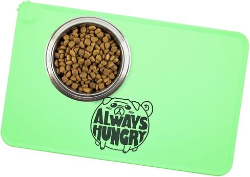 Doggyway Silicone Dog Cat Bowl Mat, Non-Stick Food and Water Bowl Waterproof Feeding Mat, Mutiple Patterns and Patterns (Hangry) in Saudi Arabia