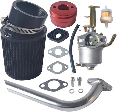 Upgrade Carburetor Red Air Filter Adapter Black Exhaust Pipe Kit fit for Coleman Powersports CT100U CC100X for 79cc Predator 98cc 3.0HP Mini Bike Go Kart Motor Engine in Saudi Arabia