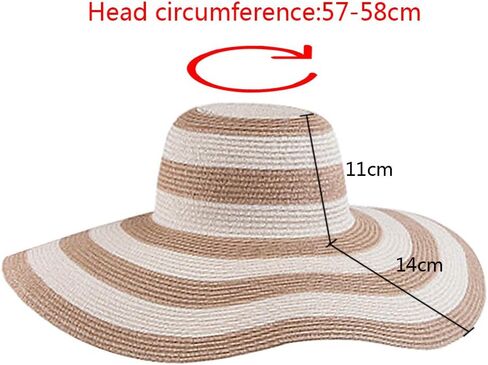 Women Stripe Straw Hat Wide Brim Sun Hat Foldable Summer Beach Caps Gift for Mom Wife Girlfriend in Saudi Arabia