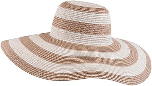 Women Stripe Straw Hat Wide Brim Sun Hat Foldable Summer Beach Caps Gift for Mom Wife Girlfriend in Saudi Arabia