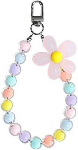 Colour Mobile Phone Lanyard, Universal Phone Chain, Pearl Beaded Phone Lanyard Wrist Strap, Anti Lost Phone Charm Strap, Fashion Phone Case Keychain Wallet Decoration Pendant Cell Phone Charms in Saudi Arabia