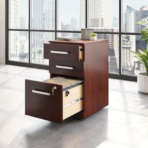 OfficeWorks by Sauder Affirm 3 Drawer Mobile File, L: 15.55" x W: 19.45" x H: 28.43", Classic Cherry in Saudi Arabia