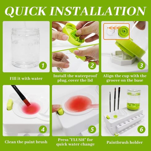 Paint Brush Cleaner, Upgrade Paint Brush Rinser Cup with Drain and Brush Holder, Water Circulation Paintbrush Cleaner Tool for Acrylic, Watercolor, Water-Based Art Supplies Brush Cleaner Set, Green in Saudi Arabia