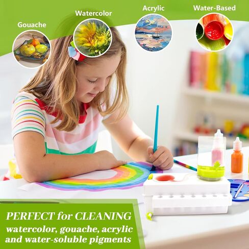 Paint Brush Cleaner, Upgrade Paint Brush Rinser Cup with Drain and Brush Holder, Water Circulation Paintbrush Cleaner Tool for Acrylic, Watercolor, Water-Based Art Supplies Brush Cleaner Set, Green in Saudi Arabia