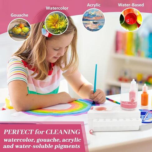 Paint Brush Cleaner, Upgrade Paint Brush Rinser Cup with Drain and Brush Holder, Water Circulation Paintbrush Cleaner Tool for Acrylic, Watercolor, Water-Based Art Supplies Brush Cleaner Set, Green in Saudi Arabia