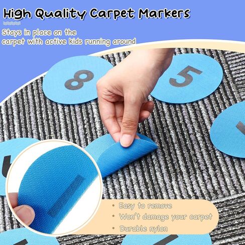 Ireer 48 Pcs Carpet Marker Spots, Carpet Dots with Number 1-48, Line up Spots for Classroom Rug,4 Inch Floor Dots for Teacher Supplies, Classroom Decoration(Black, White) in Saudi Arabia
