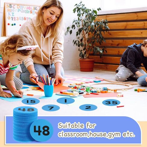 Ireer 48 Pcs Carpet Marker Spots, Carpet Dots with Number 1-48, Line up Spots for Classroom Rug,4 Inch Floor Dots for Teacher Supplies, Classroom Decoration(Black, White) in Saudi Arabia