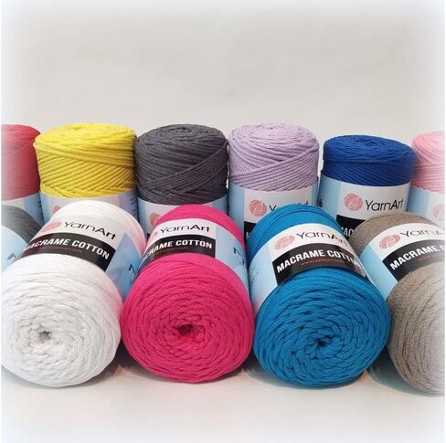 ألوان متناغمة من قطن YarnArt Macrame، مصنوعات فريدة من نوعها من Macrame 8.80 أونصة، 246.06 ياردة 80% قطن Macrame Rope Macrame، وزن غزل Macrame متوسط ​​(792) in Kuwait