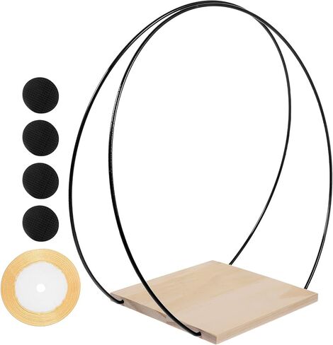 قطعة مركزية للطاولة على شكل حلقة إكليل زهور معدنية من BESPORTBLE مع حامل خشبي إكليل زهور على شكل طوق مكرمية DIY لحفلات الزفاف وعيد الحب وديكور الحائط قطعة واحدة in Kuwait