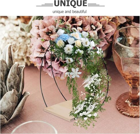 قطعة مركزية للطاولة على شكل حلقة إكليل زهور معدنية من BESPORTBLE مع حامل خشبي إكليل زهور على شكل طوق مكرمية DIY لحفلات الزفاف وعيد الحب وديكور الحائط قطعة واحدة in Kuwait