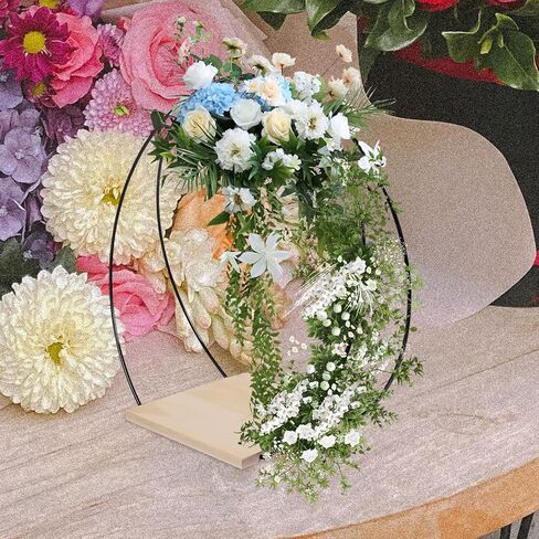 قطعة مركزية للطاولة على شكل حلقة إكليل زهور معدنية من BESPORTBLE مع حامل خشبي إكليل زهور على شكل طوق مكرمية DIY لحفلات الزفاف وعيد الحب وديكور الحائط قطعة واحدة in Kuwait