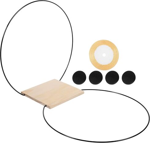 قطعة مركزية للطاولة على شكل حلقة إكليل زهور معدنية من BESPORTBLE مع حامل خشبي إكليل زهور على شكل طوق مكرمية DIY لحفلات الزفاف وعيد الحب وديكور الحائط قطعة واحدة in Kuwait