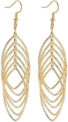 أقراط متدلية ذهبية للنساء أقراط متدلية من الفضة البوهيمية أقراط متدلية بطبقات بوهو للفتيات in Kuwait